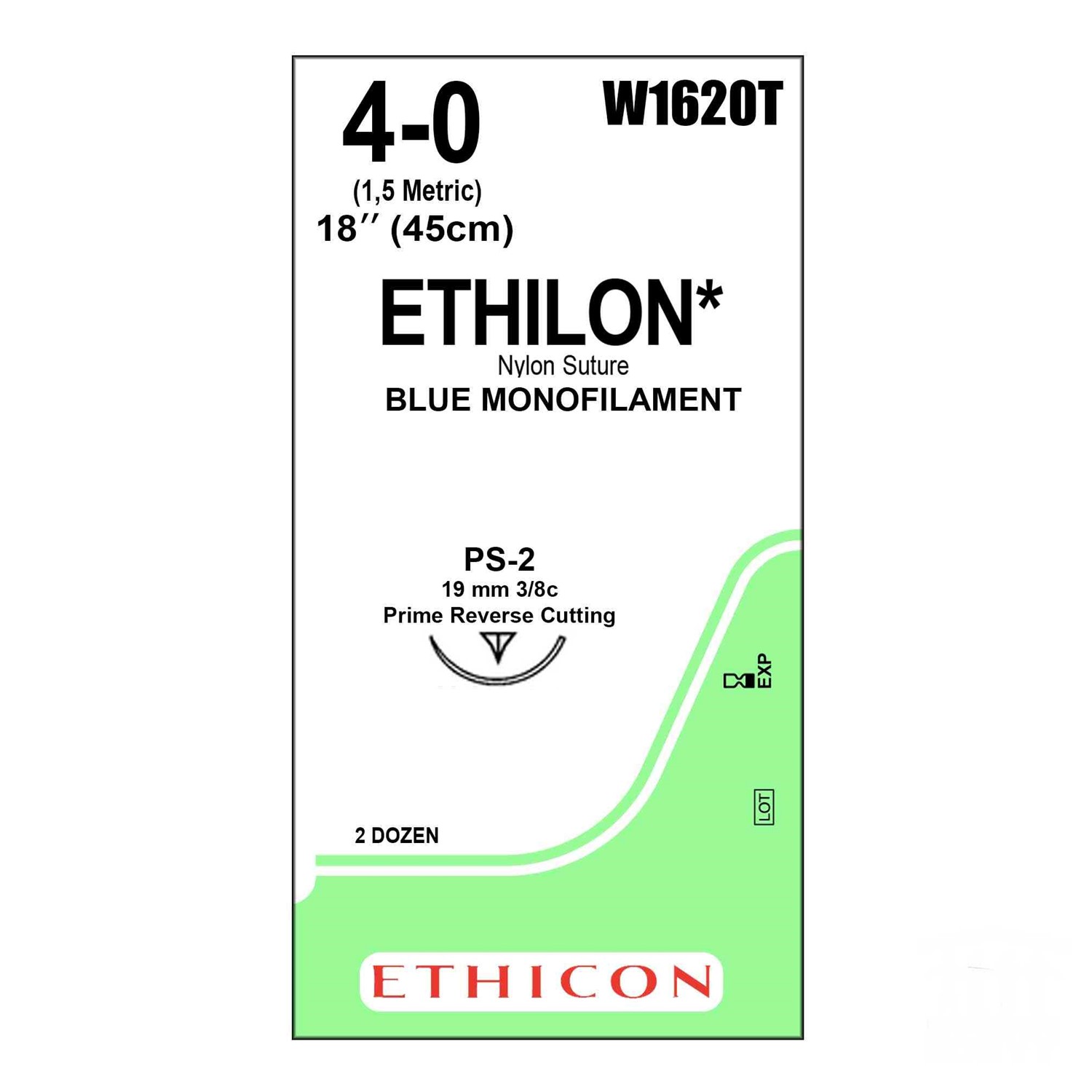 Ράμμα Ethilon No 4/0 με βελόνα 19mm Αντ. Κόπτουσα Πλαστικής P 3/8c, μήκος ράμματος 45cm