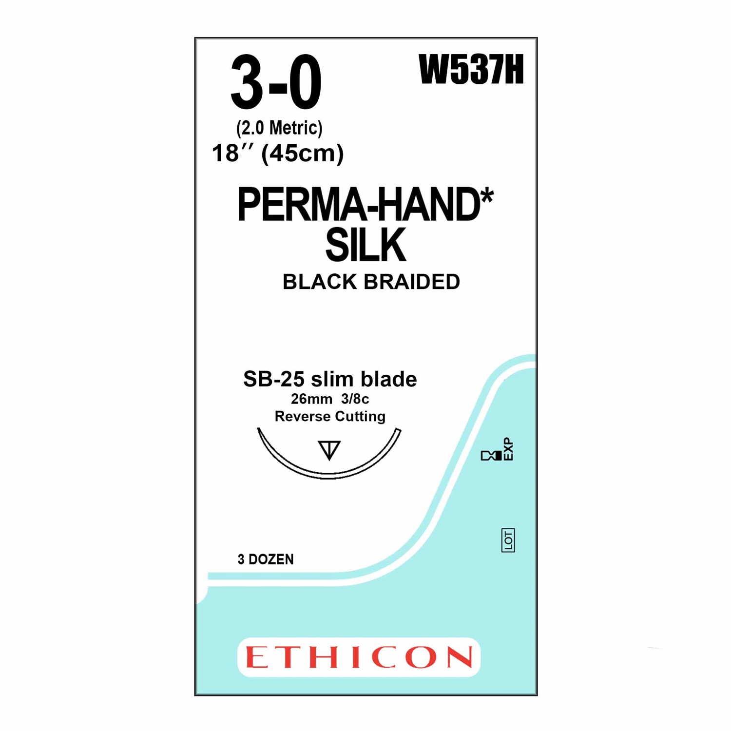 Ράμμα Mersilk No 3/0 με βελόνα 26mm Αντ Κόπτουσα 3/8 κύκλου (Slim Blade),μήκος ράμματος 45cm