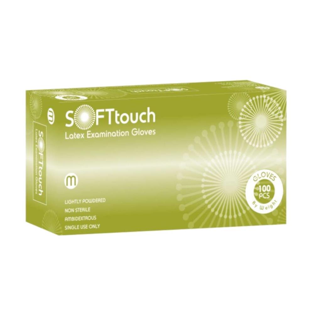 Γάντια Latex Λευκά,Με Πούδρα Soft Care Natural (100άδα)