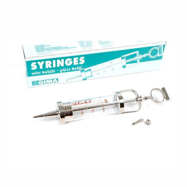 Σύριγγα 100ml με κάνουλα πολλαπλών χρήσεων 4,7cm x 14cm γυάλινη Janet Record