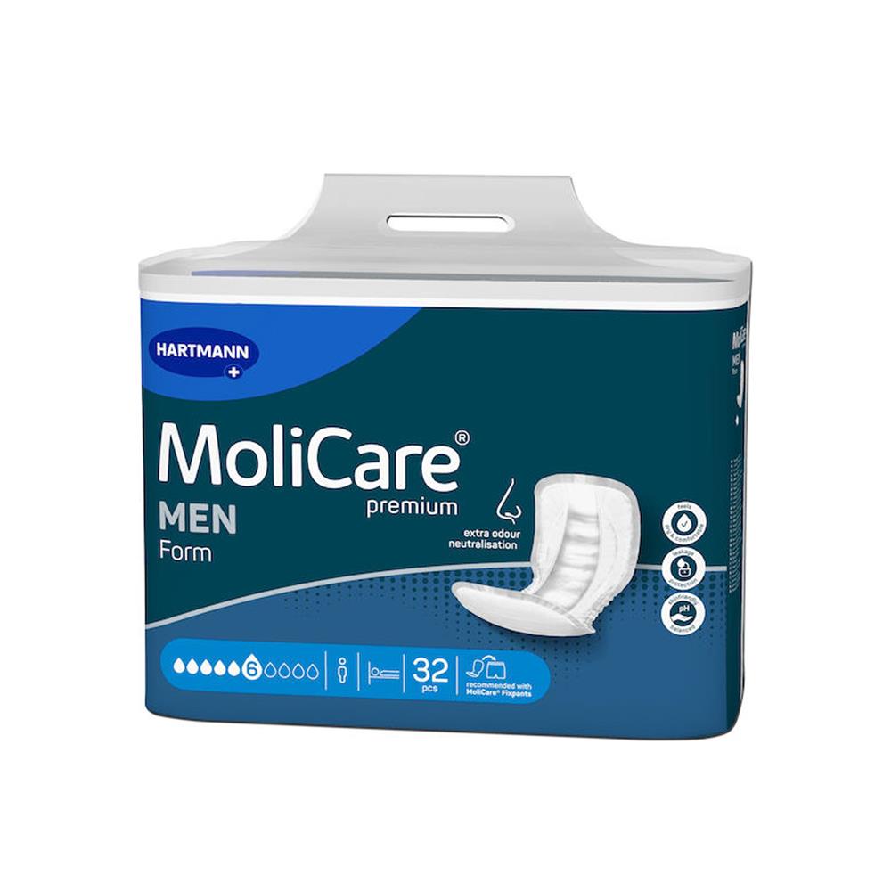 Αντρικές σερβιέτες ελαφριάς ακράτειας Molicare Premium Form Men Extra Plus 6 σταγόνων (32άδα)