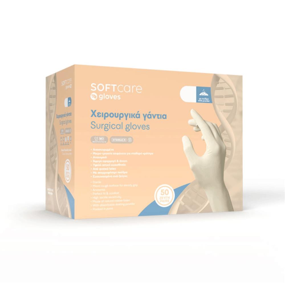 Γάντια Χειρουργικά Αποστειρωμένα Με Πούδρα Soft Care, ζεύγος