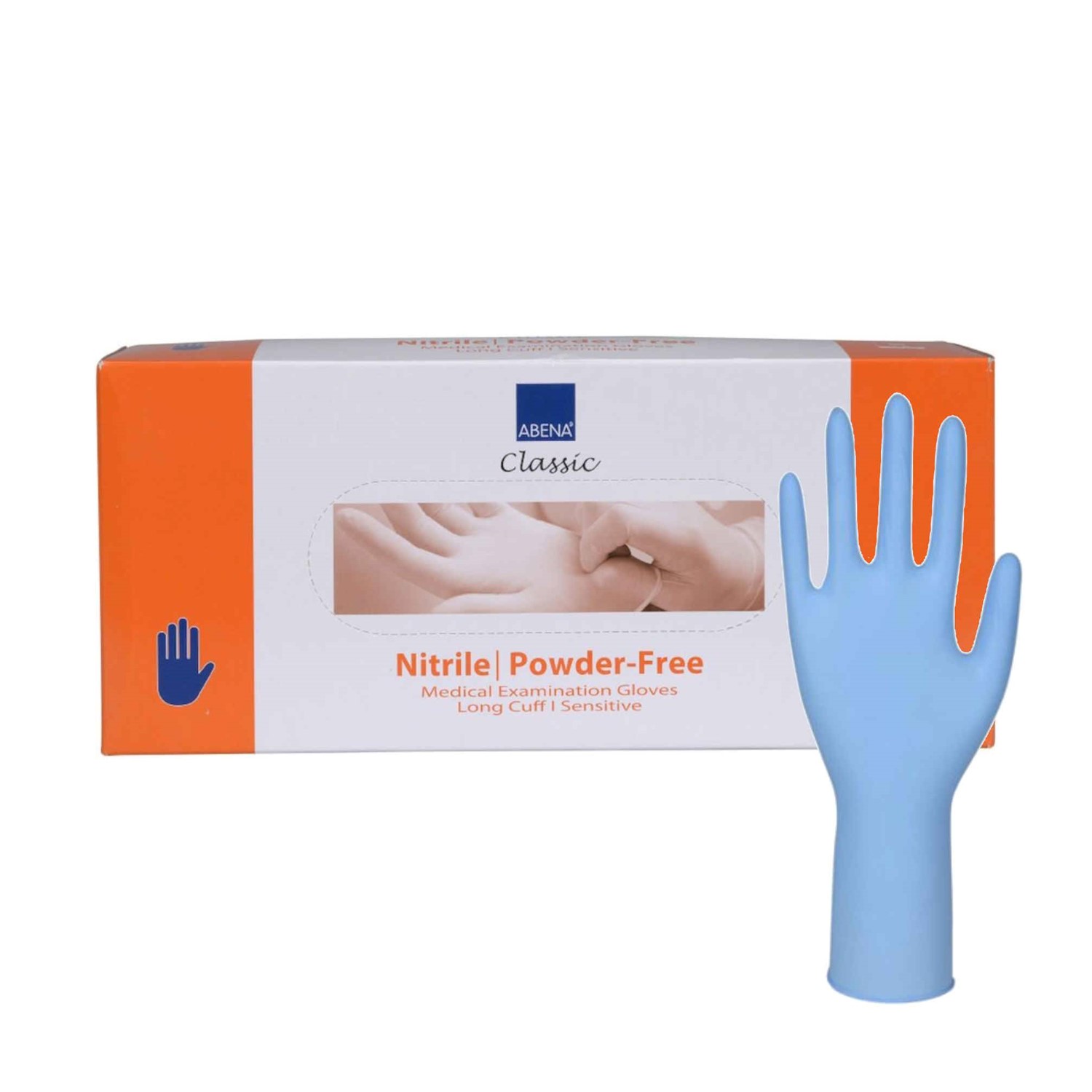 Γάντια Νιτριλίου Γαλάζια, Χωρίς Πούδρα Μικροχειρουργικής Abena sensitive, (100άδα)