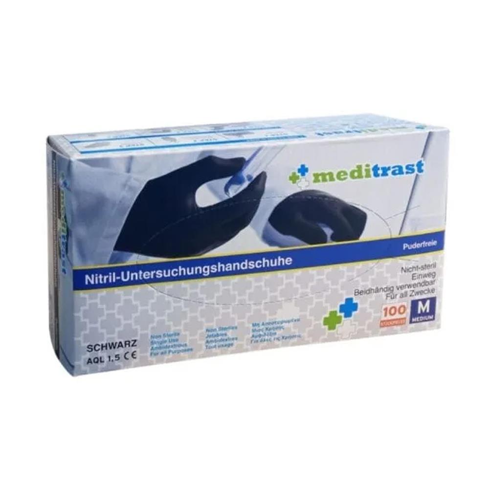 Γάντια εξεταστικά, νιτριλίου, μαύρα, χωρίς πούδρα Meditrast (100άδα)