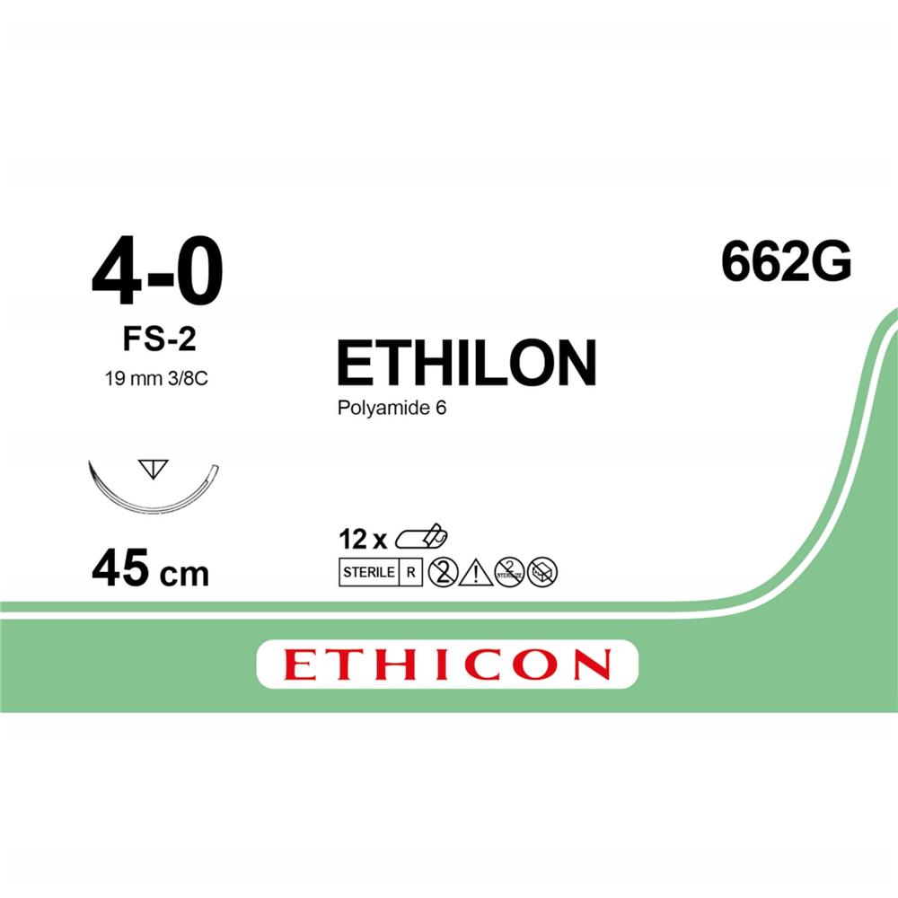 Ράμμα Ethilon No 4/0 με βελόνα 19mm reverse cutting 3/8c, μήκος ράμματος 45cm