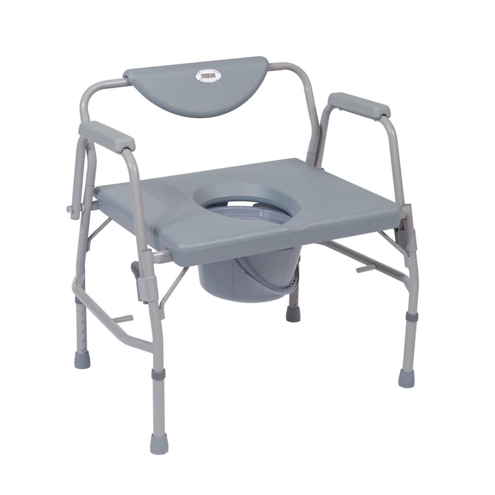 Quality heavy duty urinal chair with folding armrests grey color