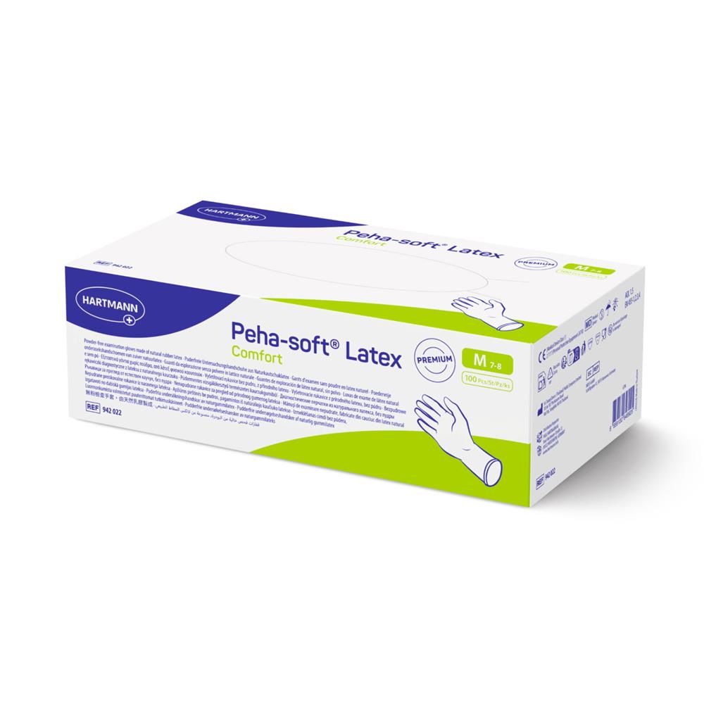 Γάντια Latex Λευκά, Χωρίς Πούδρα Peha Soft Comfort Hartmann (100άδα)