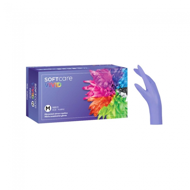 Nitrile examination Powderfree gloves Softcare Vivid, purple, (100pcs)