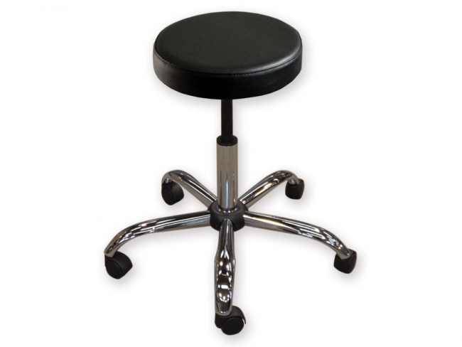 Italian backless stool with wheels in black