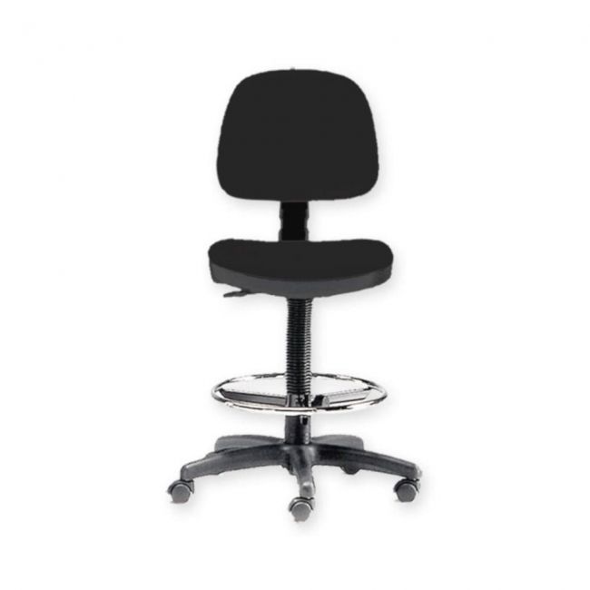 Italian stool with backrest and ring - black